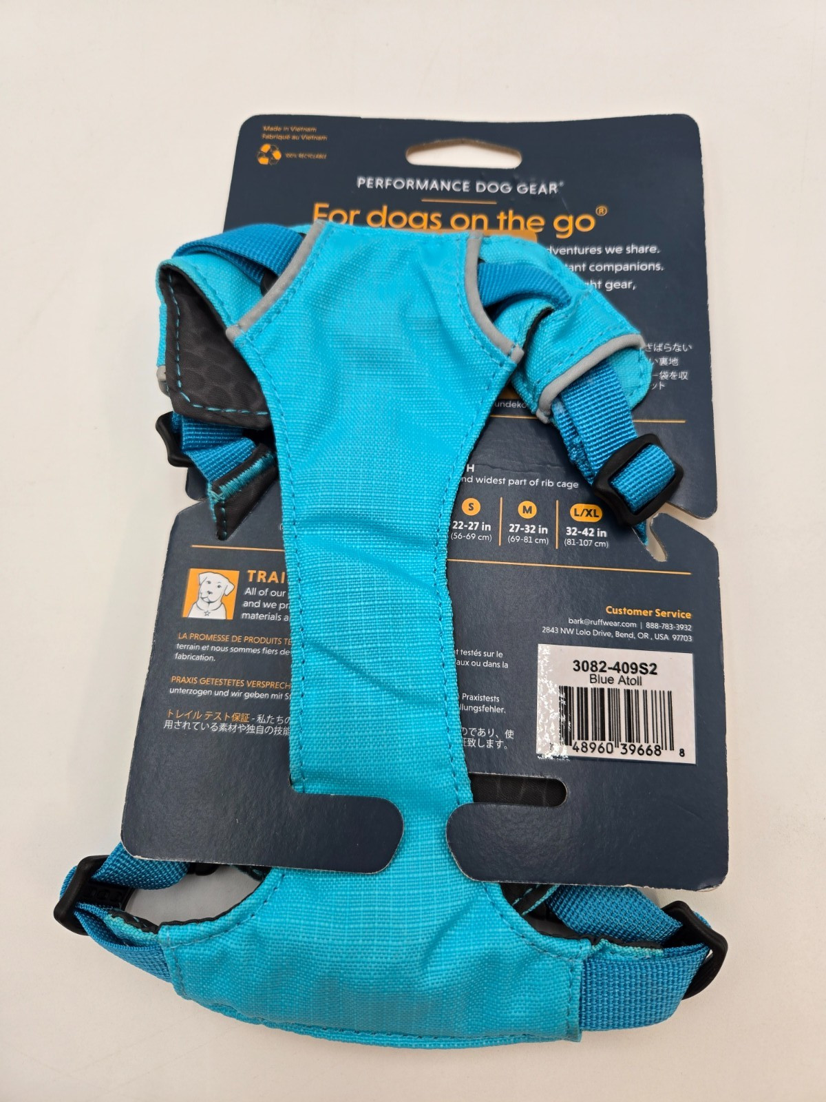 Ruffwear Hi & Light Dog light weight minimal dog harness old style Blue Atoll