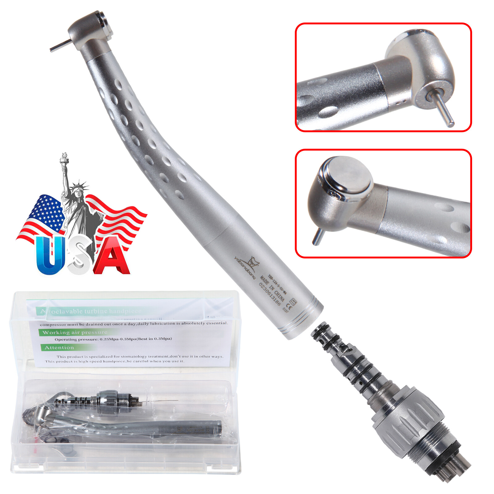 Kavo Style Dental High Speed Handpiece with 4 Hole Quick Coupler Coupling USA