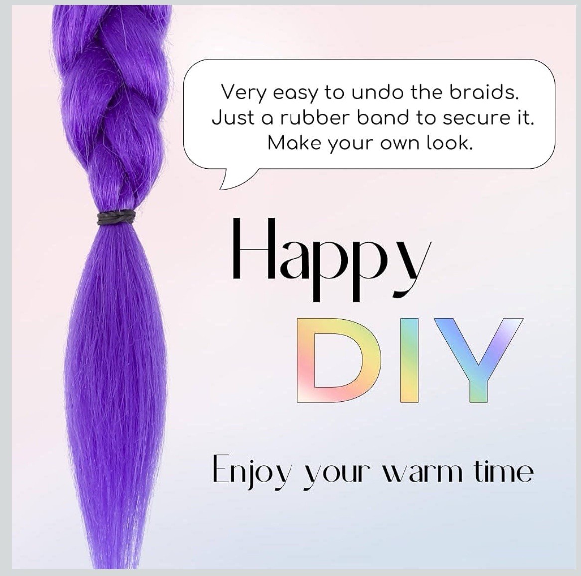 Kpop Purple Braided Hair Extension w Clip-In Attachment