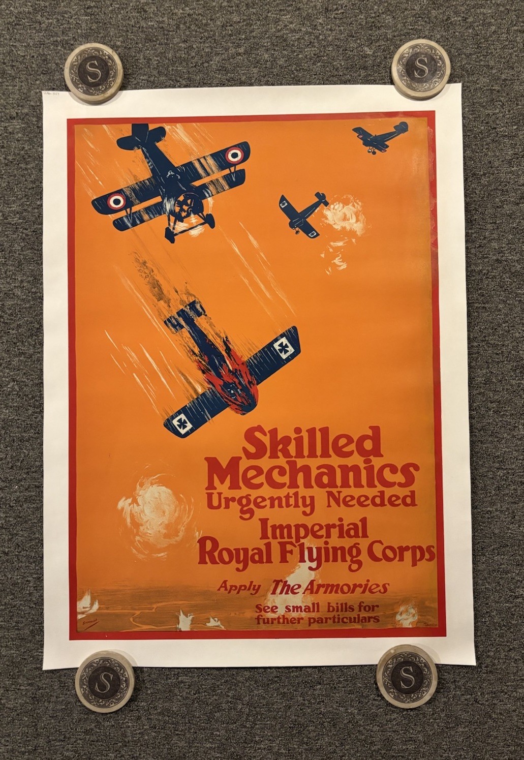Original WWI Canadian Poster Skilled Mechanics Urgently Needed Imperial Flying