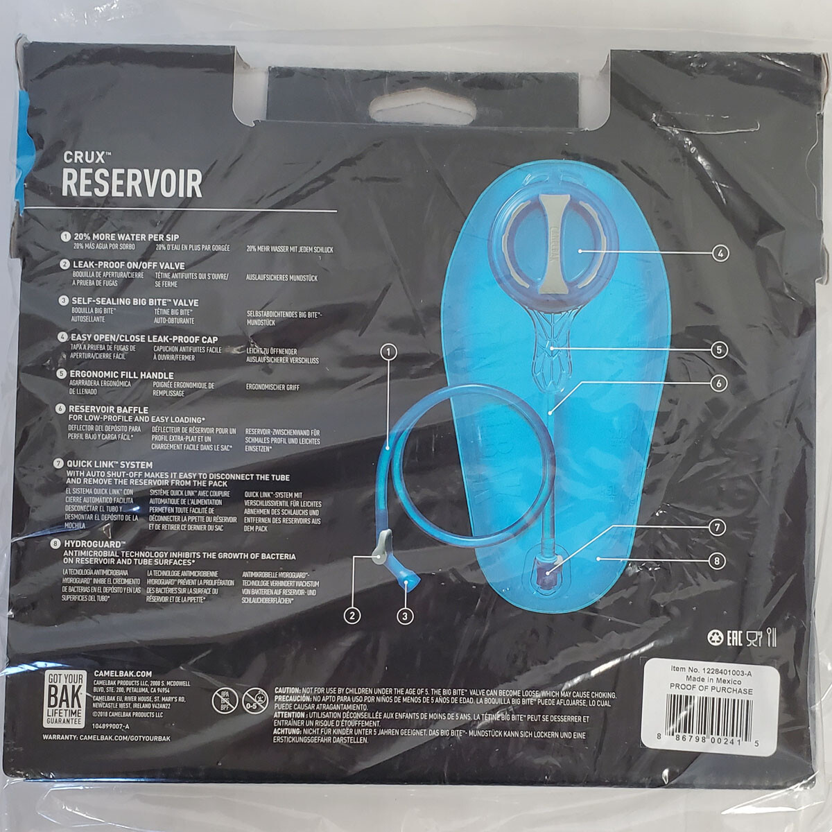 CamelBak Crux Hydration Pack Replacement Reservoir Bladder Blue 100 OZ / 3 L