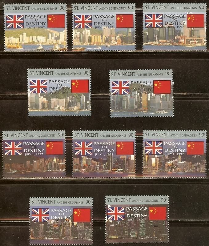 Mint St.vincent day and night hong kong city stamps Set (MNH)