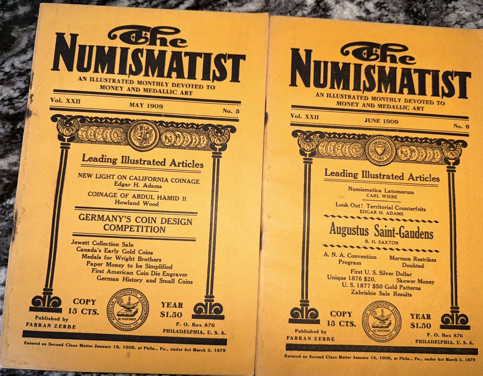 THE NUMISMATIST May and June 1909   - Scarce