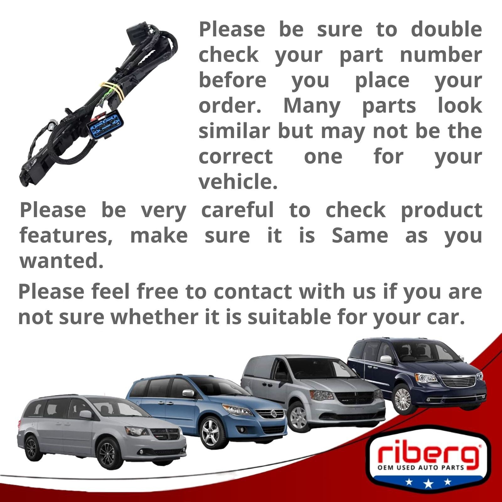 Mopar 10-18 Town Country Gran Caravan Routan Sliding Door Right Wire Track OEM