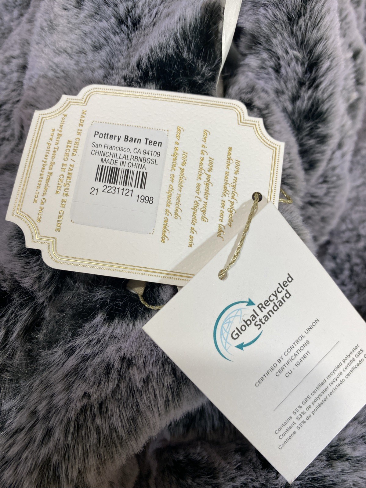 Pottery Barn Teen Chinchilla Faux Fur Bean Bag Slipcover Large 42" (Dark Purple)