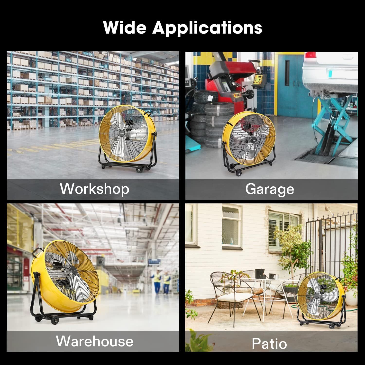 VIVOSUN 24" High Velocity Tilt Drum Fan 3 Speed 8540CFM for Industrial Floor Fan