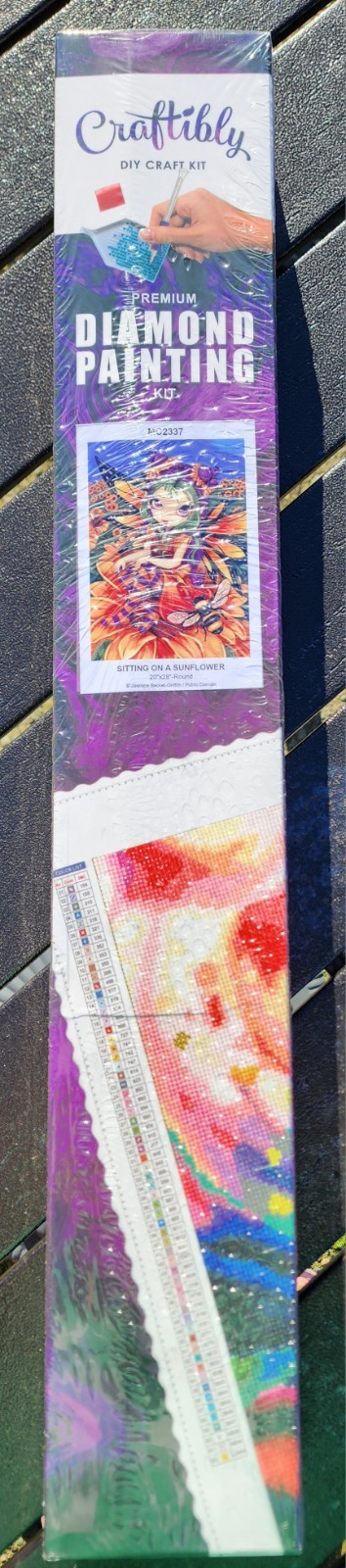 Rare Craftibly Sitting on a Sunflower Diamond Art Kit JBG Sealed New!