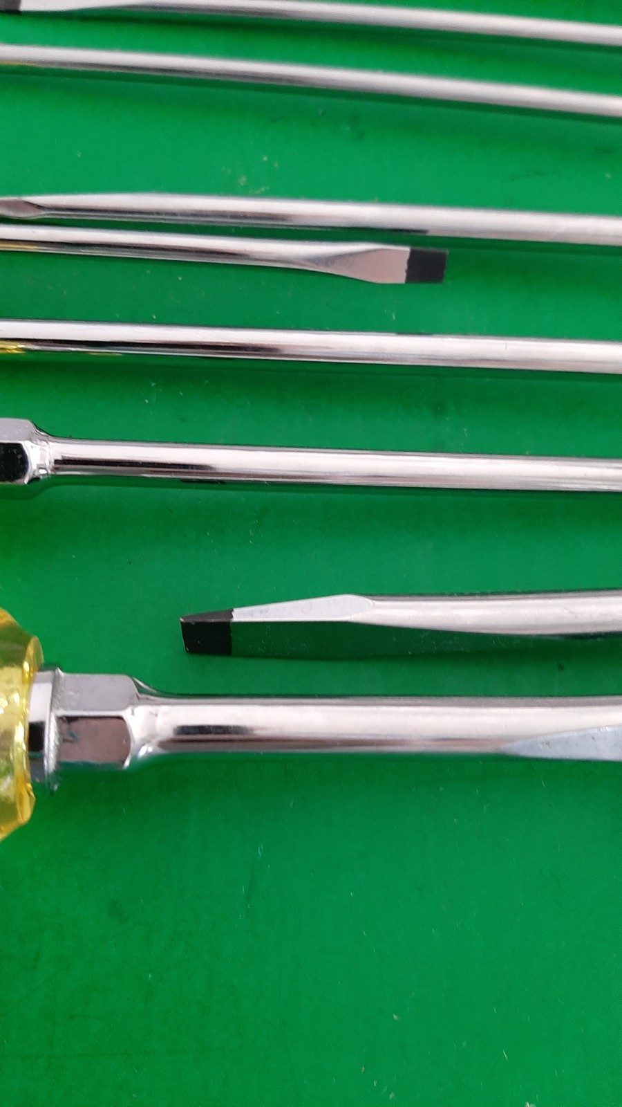 NOS NEW PROTO USA 10 Piece Clear Yellow Handle Screwdriver Set Flat Tip Slotted