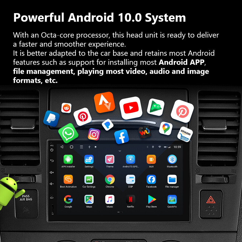 Q04SE CarPlay Android Auto 10 Double 2 Din 7"Car Stereo GPS Radio WiFi Head Unit