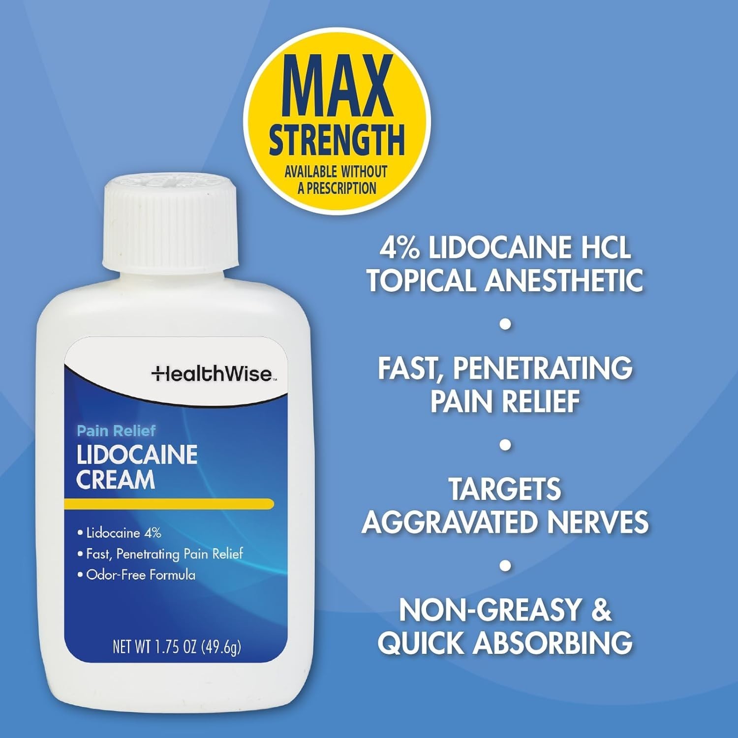 Maximum Strength Lidocaine Cream | Numbs Away Pain | Long-Lasting