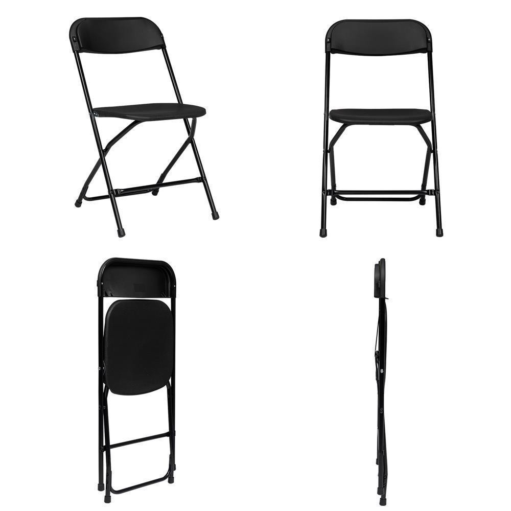 New 4PCS Commercial Black Plastic Folding Chairs Stackable Wedding Picnic Party