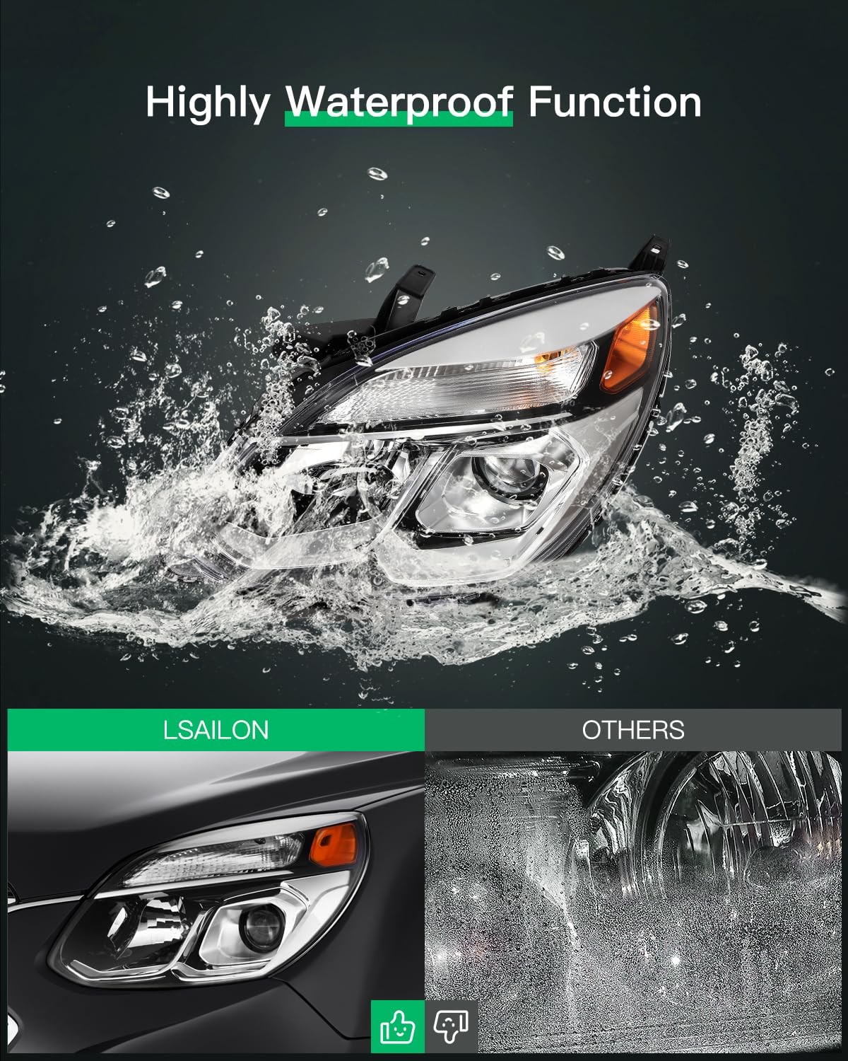 Headlight Assembly Replacement Fit 2016-2017 for Chevrolet for Equinox Headlamp