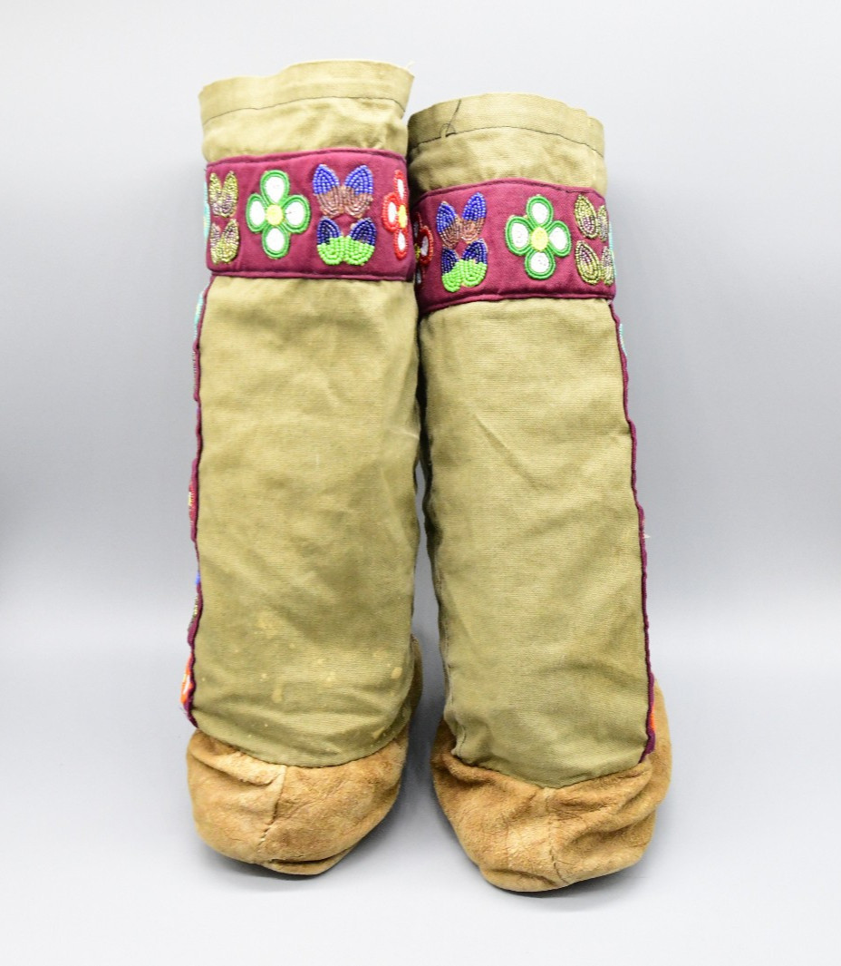 Cree Hightops Beautifully Beaded on Moosehide/ Canvis Tops