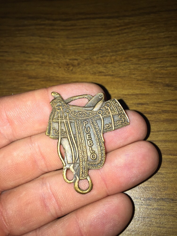 Saddle Pocket Watch FOB Cover Pueblo Colorado Rodeo Horse Collector Equine METAL