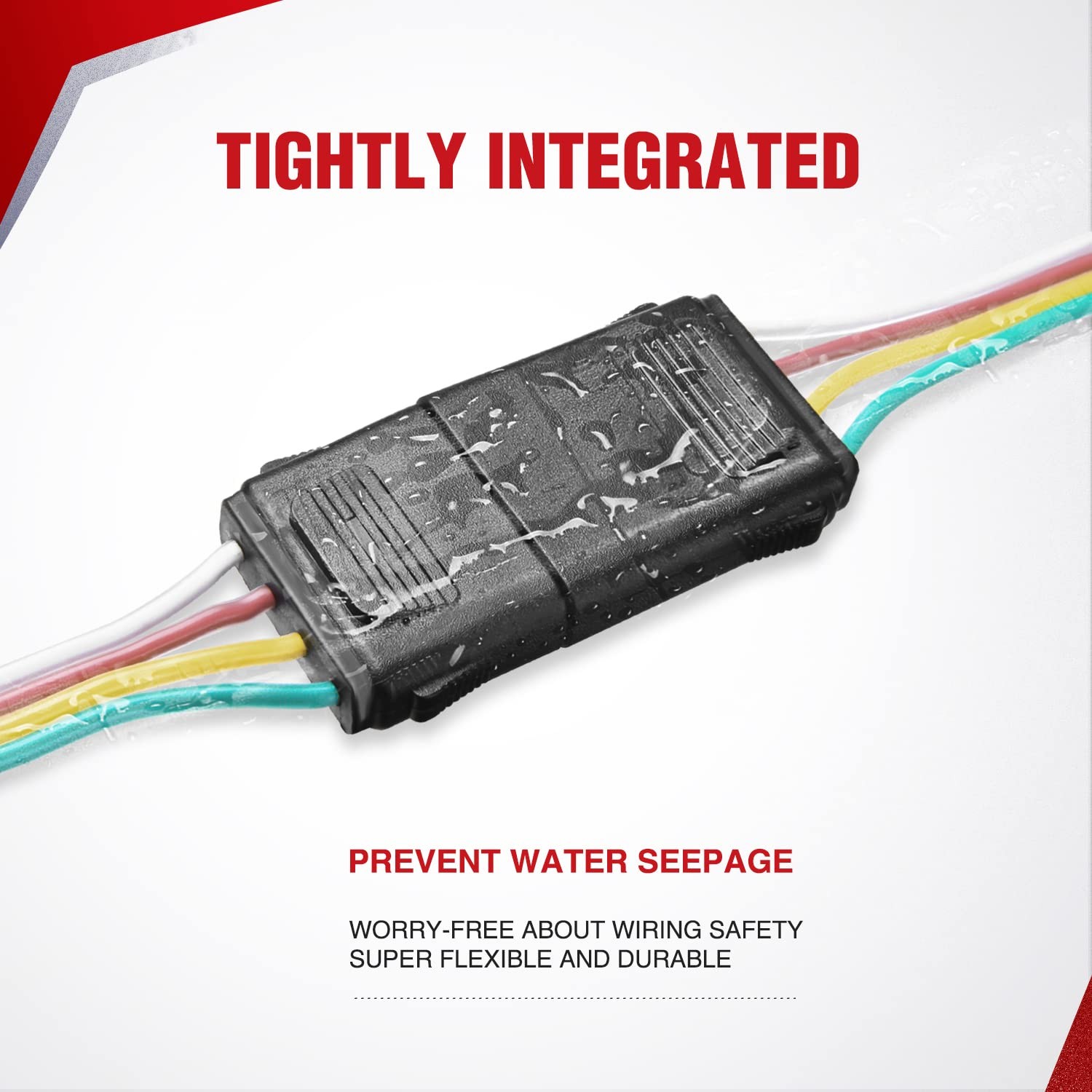 Nilight 4 Way Flat Trailer Y-Splitter Plug and Play Adapter Extension Harness