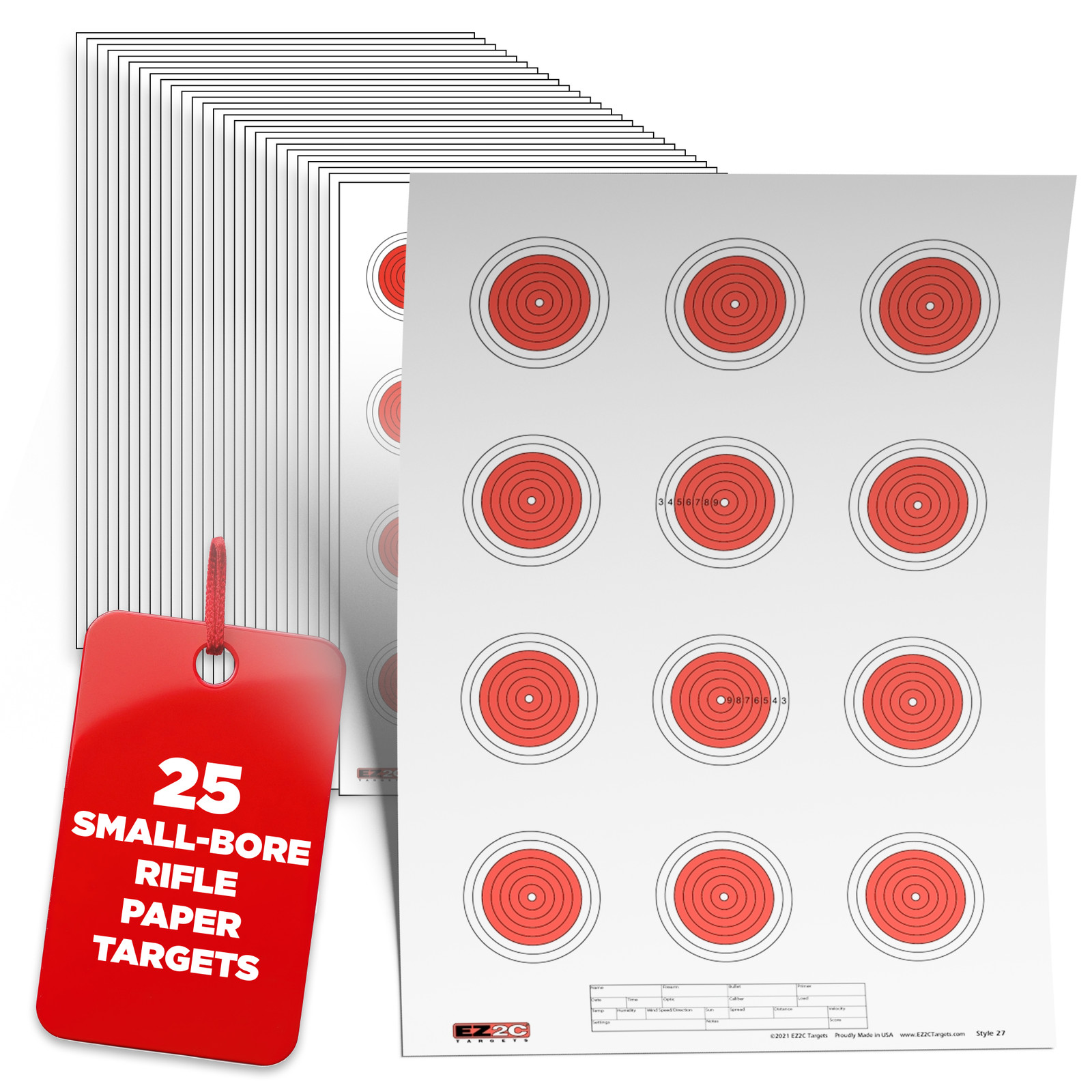 25 EZ2C Small Bore Rifle 50 Feet Targets Paper Shooting Target Rifles 11"x17" Pe