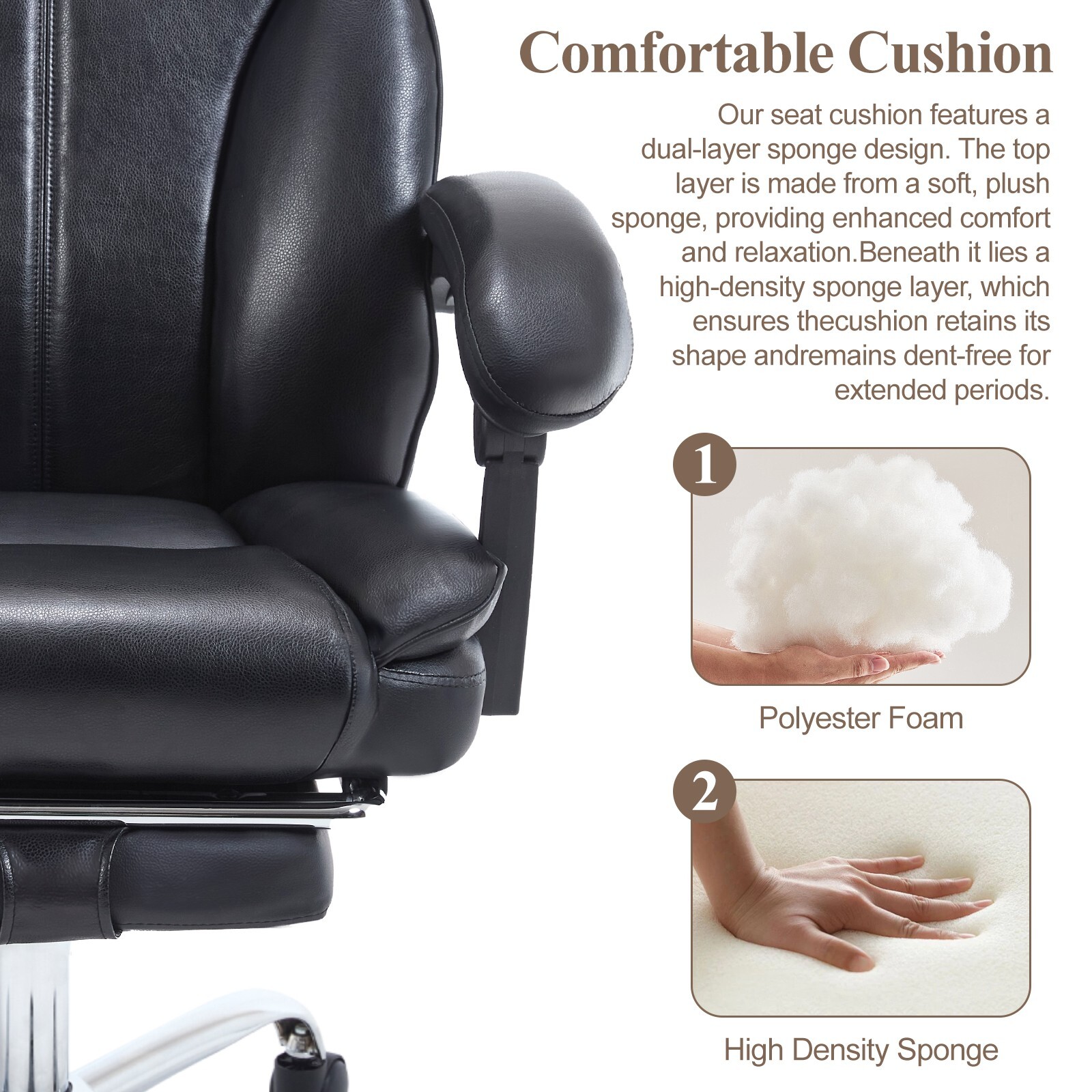 Tall Executive Office Chair with Footrest Leather Computer Chair