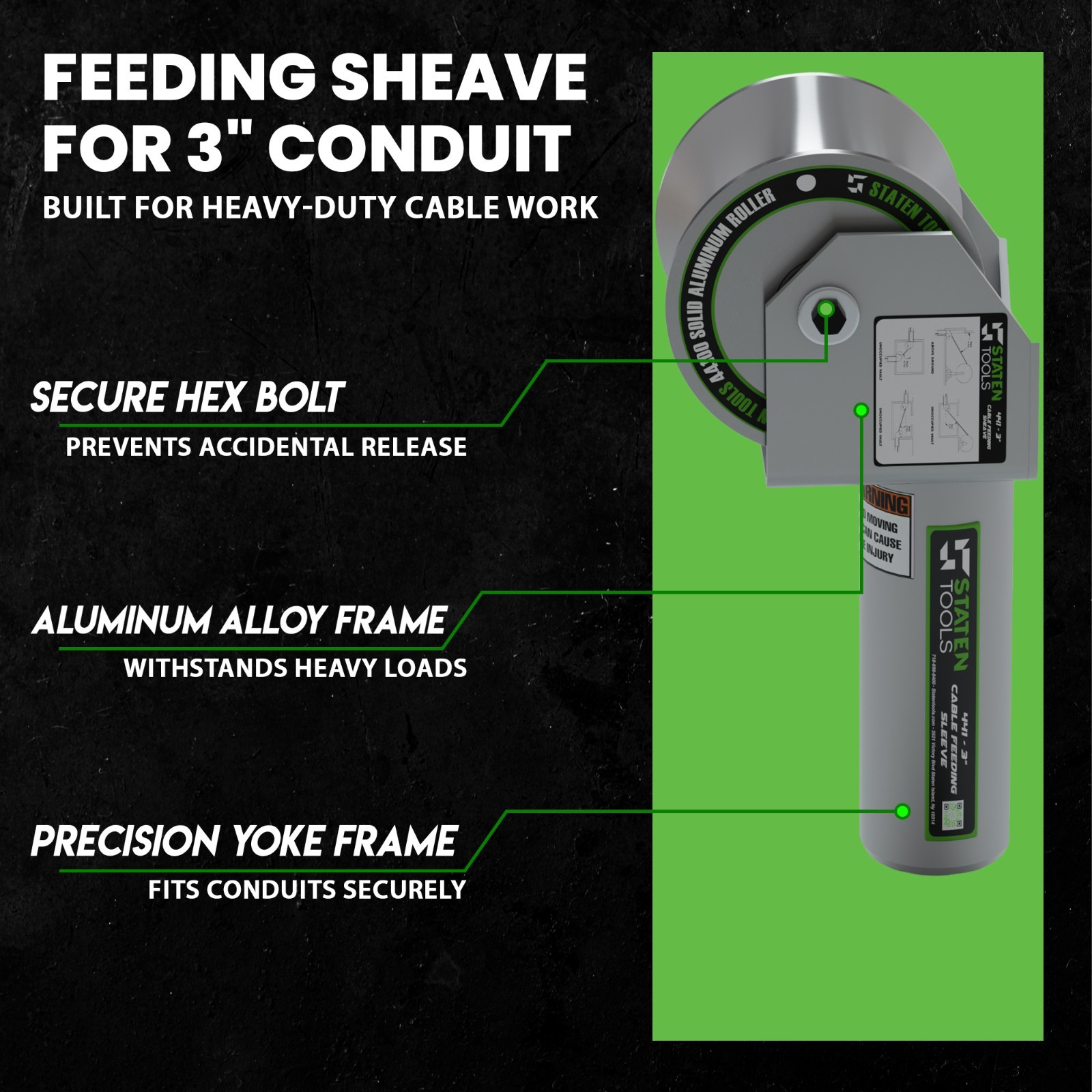 Staten Tools 441-3" Feeding Sheave For Greenlee Pullers 640,6801,6001