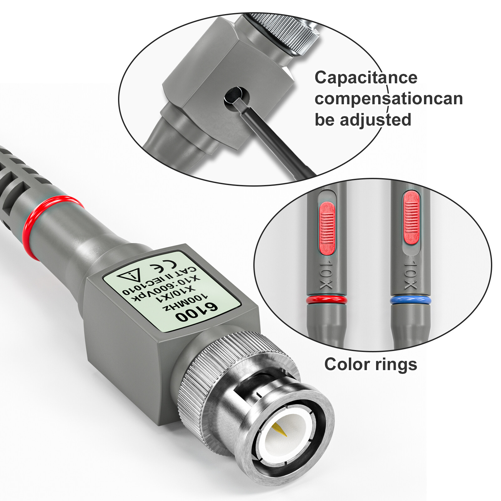 Universal Oscilloscope Probes with Accessories Test Lead Kit 100MHz 1X 10X 2Pack