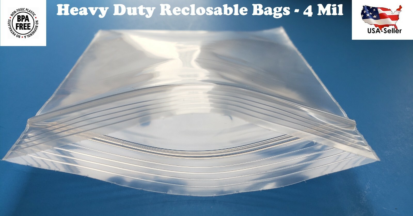 Clear Reclosable Zip Seal Top Lock 4Mil Heavy Duty Bags Plastic 4 Mil Baggies