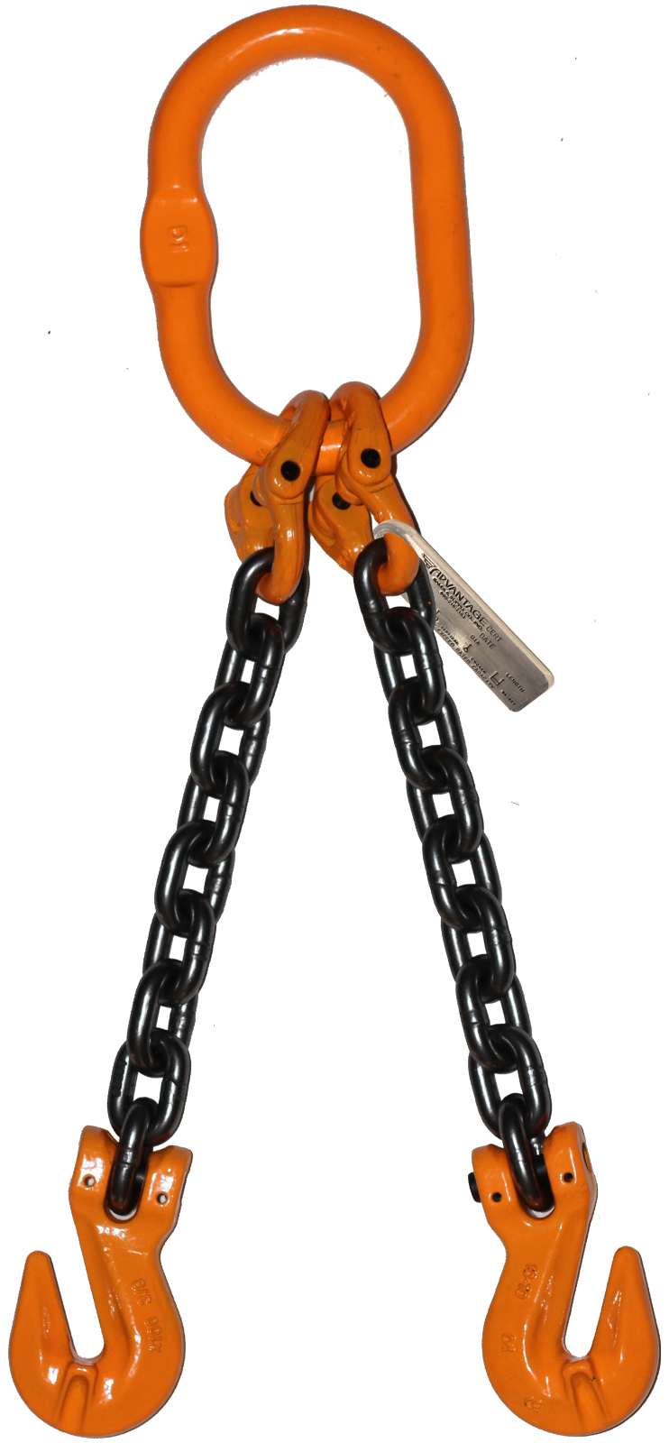 3/8" x 20 ft Double Leg Chain Sling Grade 100 Grab Hooks Spreader D Ring Oblong