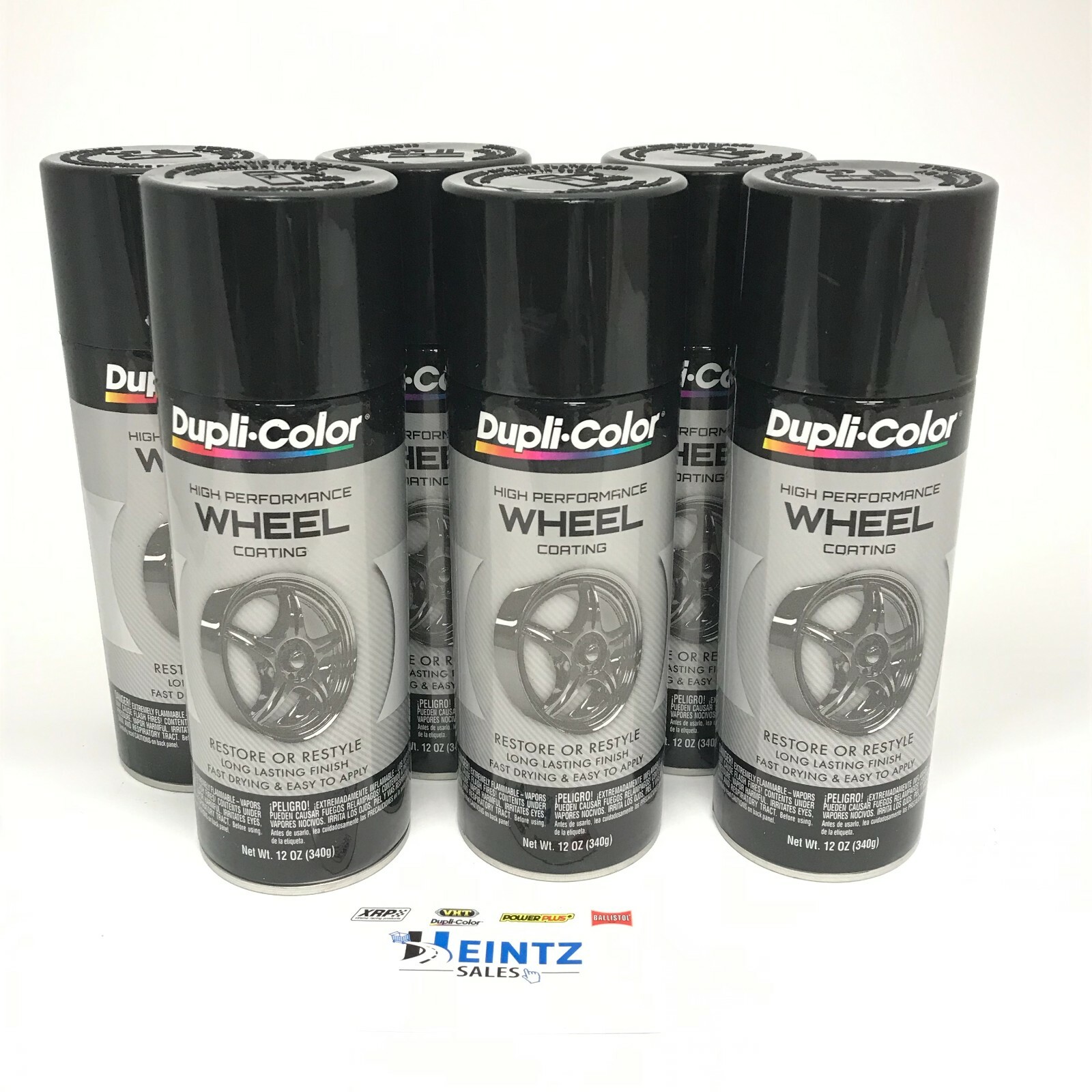 Duplicolor HWP108-6 Pack High Performance Wheel Coating Gloss Black color - 12oz