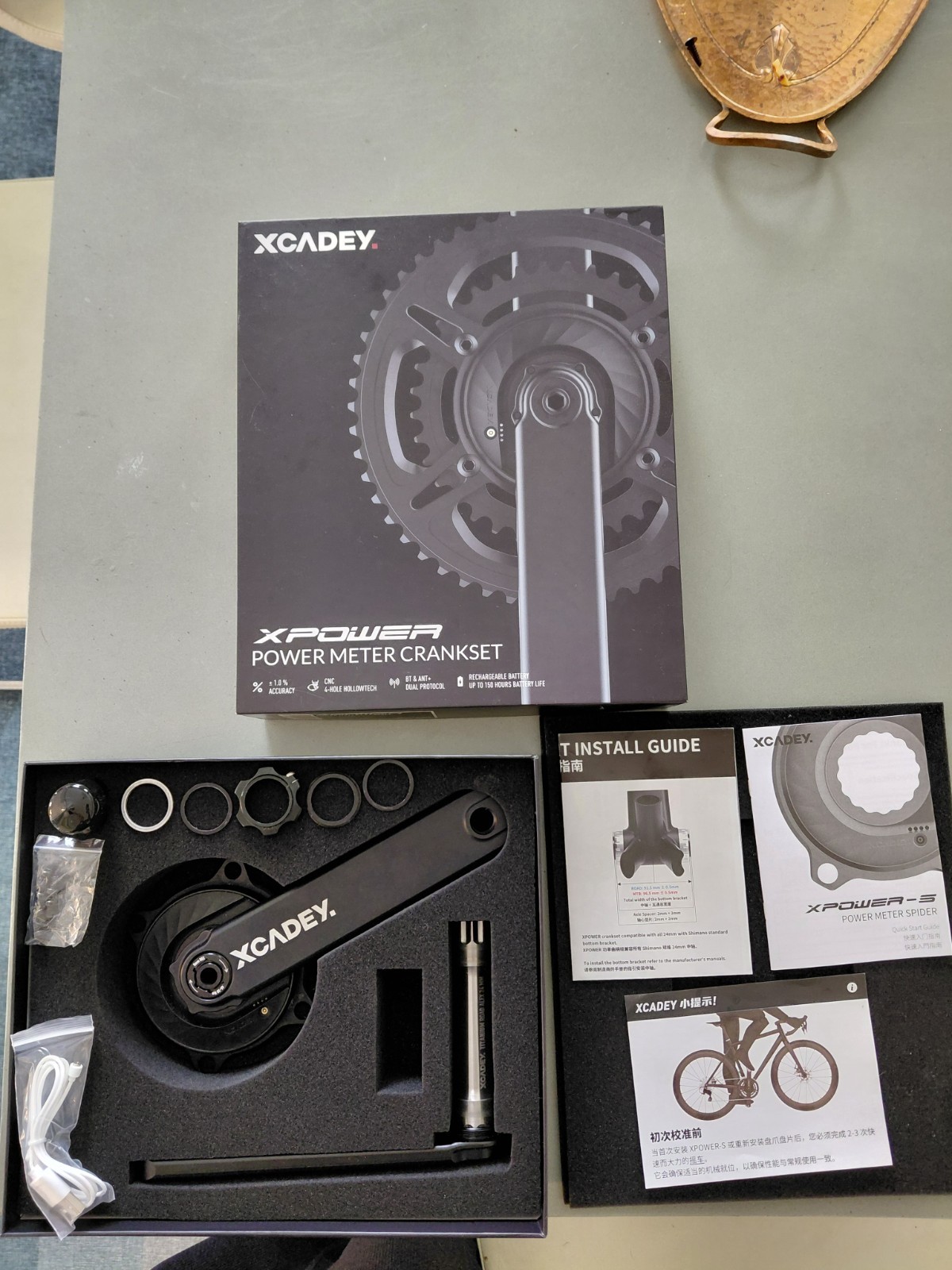 XCADEY XPOWER Spider Power Meter Crankset For Shimano 4 Bolt 110BCD Road 175mm