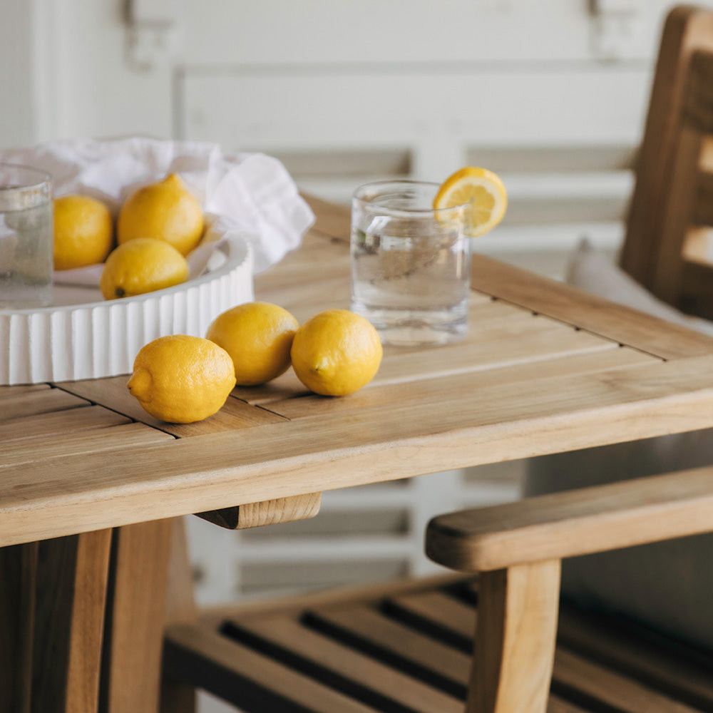 Ash & Ember Acadia Grade A Teak 35" Square Bar Table, Weather Resistant Wood