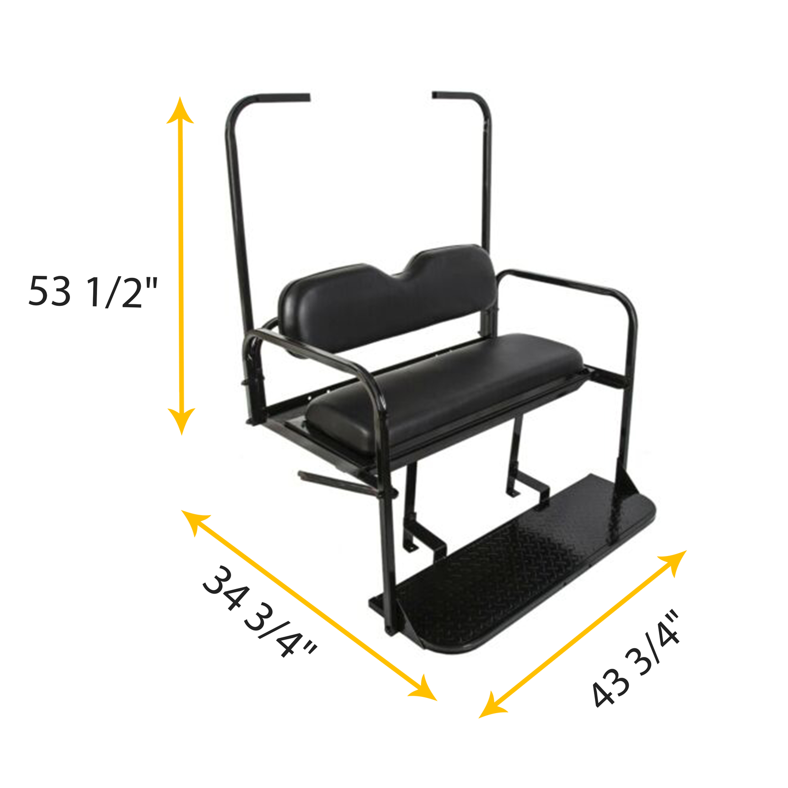 Golf Cart Black Rear Flip Folding Seat Kit + Grab Bar For EZGO TXT 1995-Up
