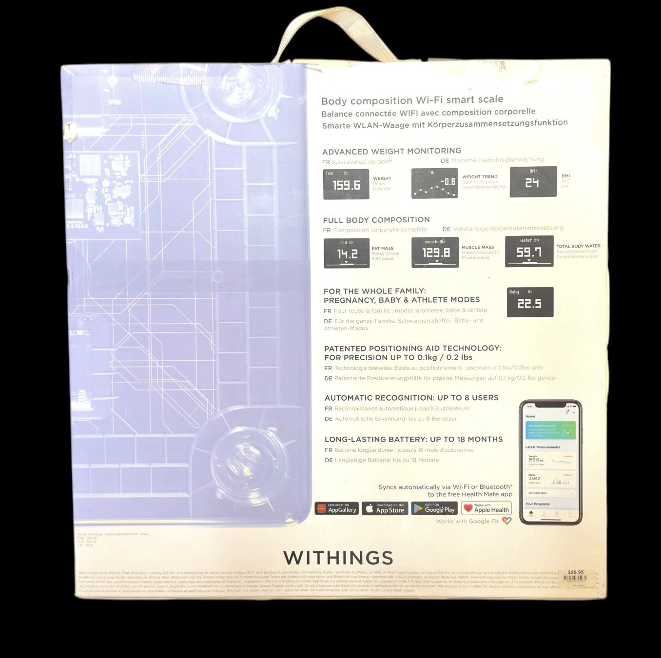Withings Body+ Smart Scale WiFi Bluetooth Body Composition BMI Fat Muscle – LN