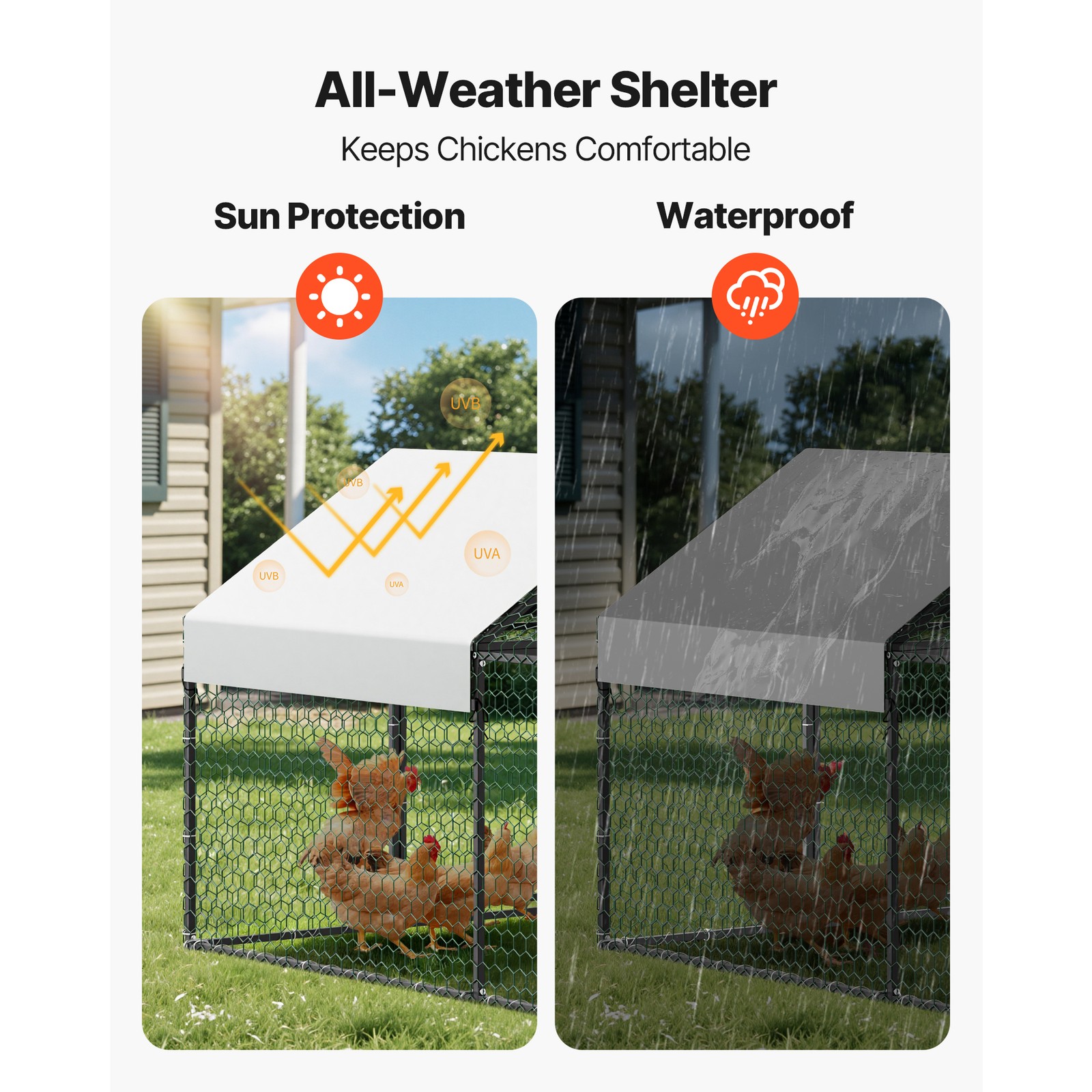 Uimoso Metal Chicken Coop with Cover for 6-8 Chickens,3.3x9.8x3.3ft Poultry Cage