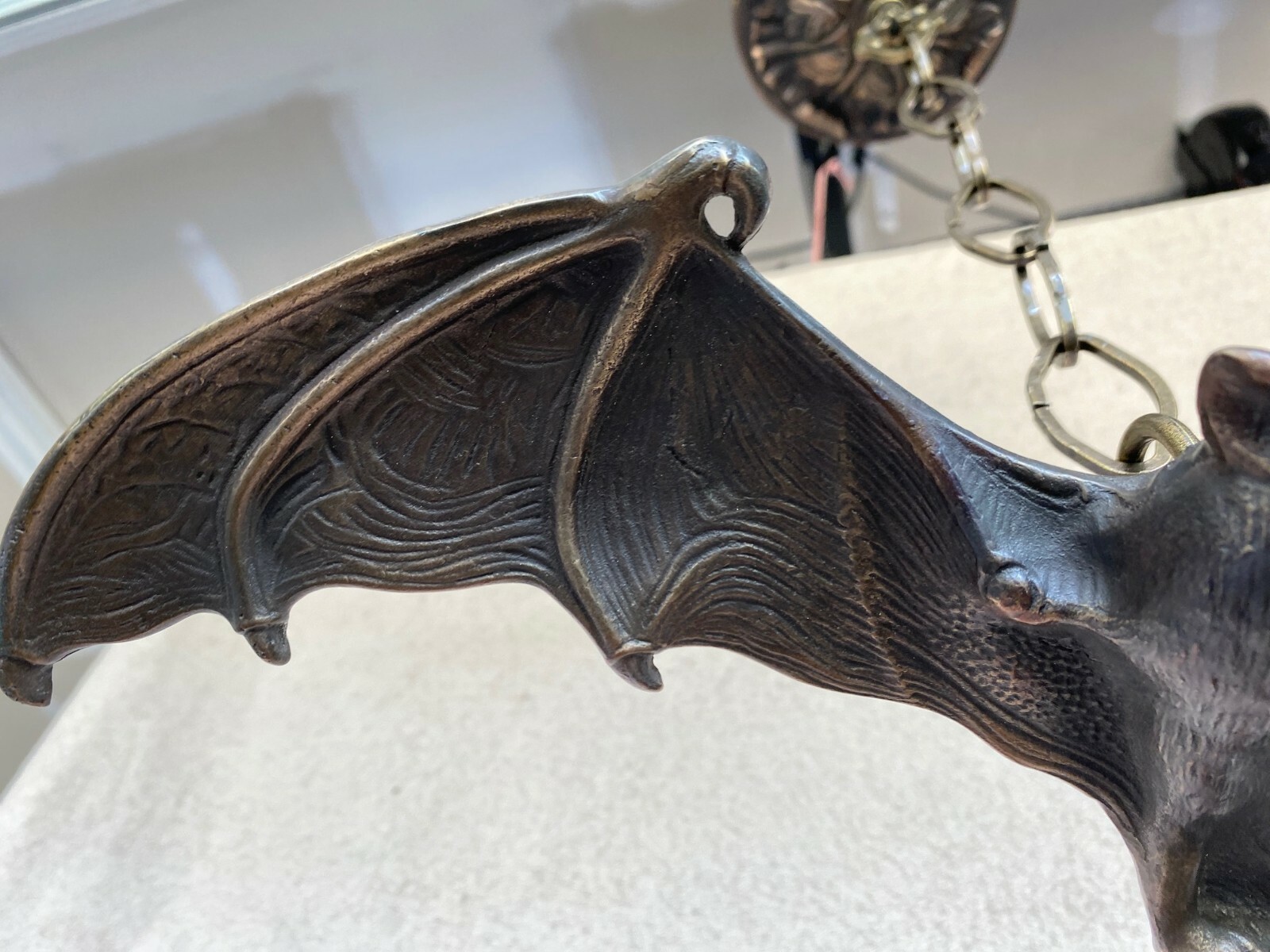 FABULOUS! #100 BAT CHANDELIER Bronze Gothic w/Globe! My most popular model!