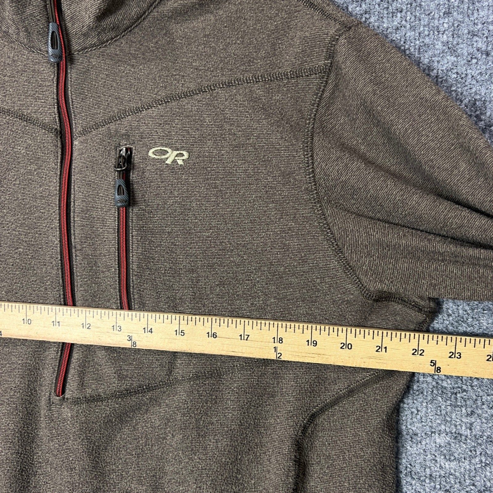 Outdoor Research Quarter Zip Fleece Pullover Men's L G Brown Long Sleeve