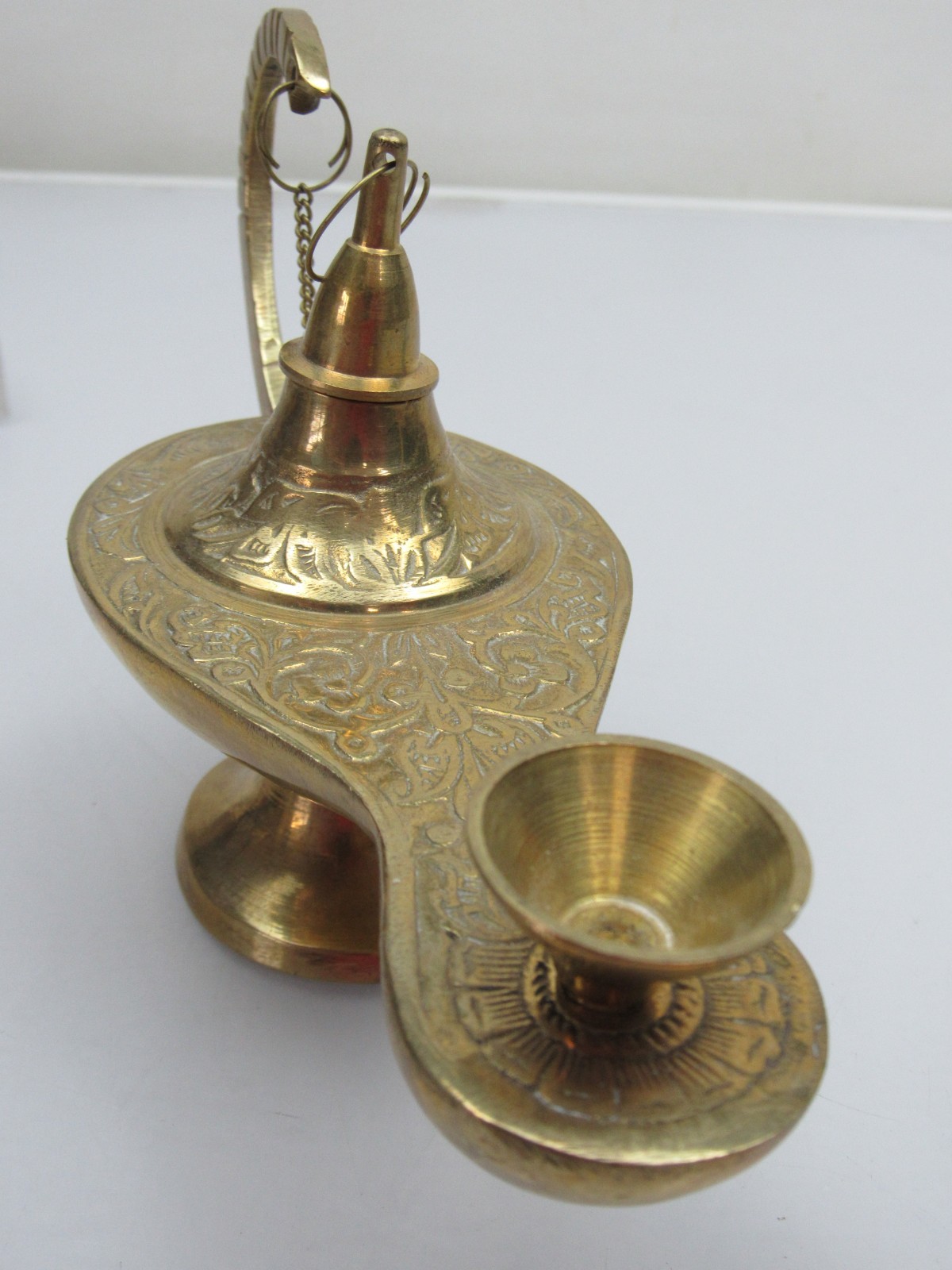 Vintage Brass Aladdin Genie Oil Lamp Incense Burner