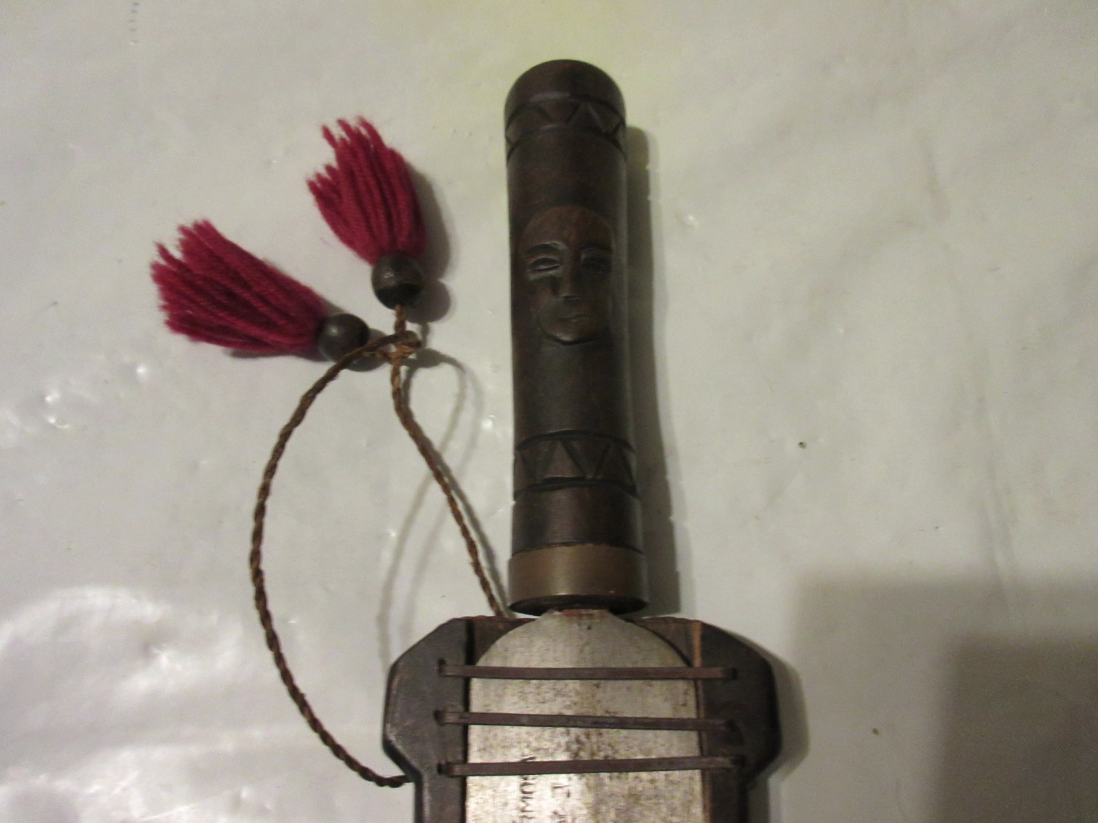 Vintage Tribal Knife in Carved Wooden Sheath