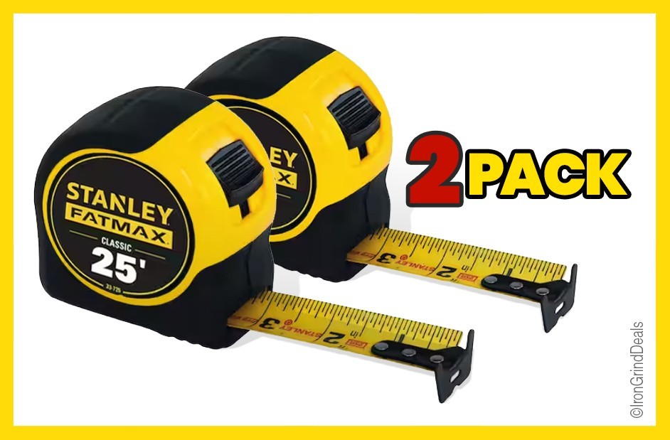 x2 - Stanley FatMax 25 Foot Tape Measure 2 Pack (33-725)