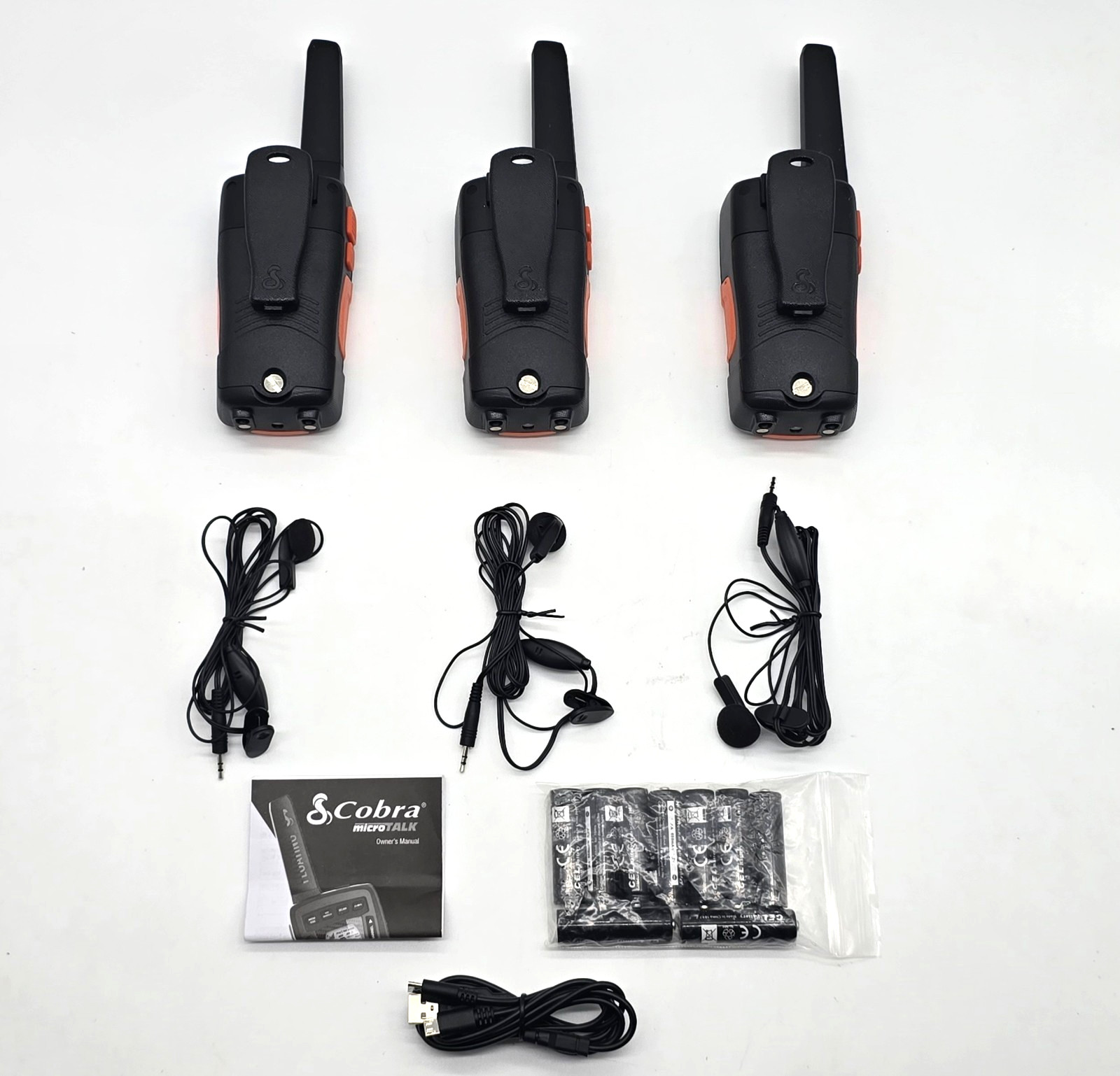 Gently used Cobra CXT1095-3PH Two-Way Waterproof Radios W/ 3 New Earbuds