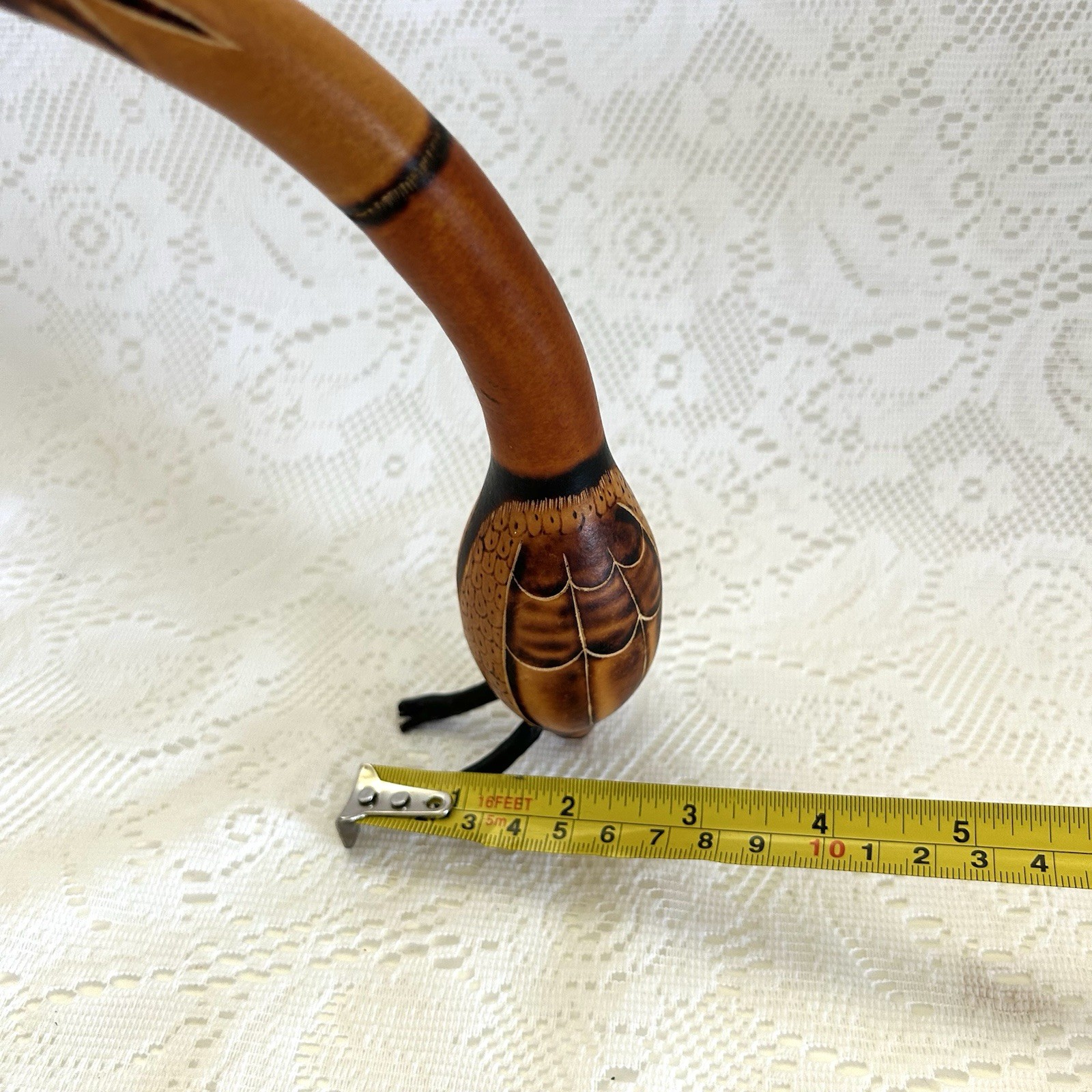 Hand Carved Peruvian Gourd Bird Primitive