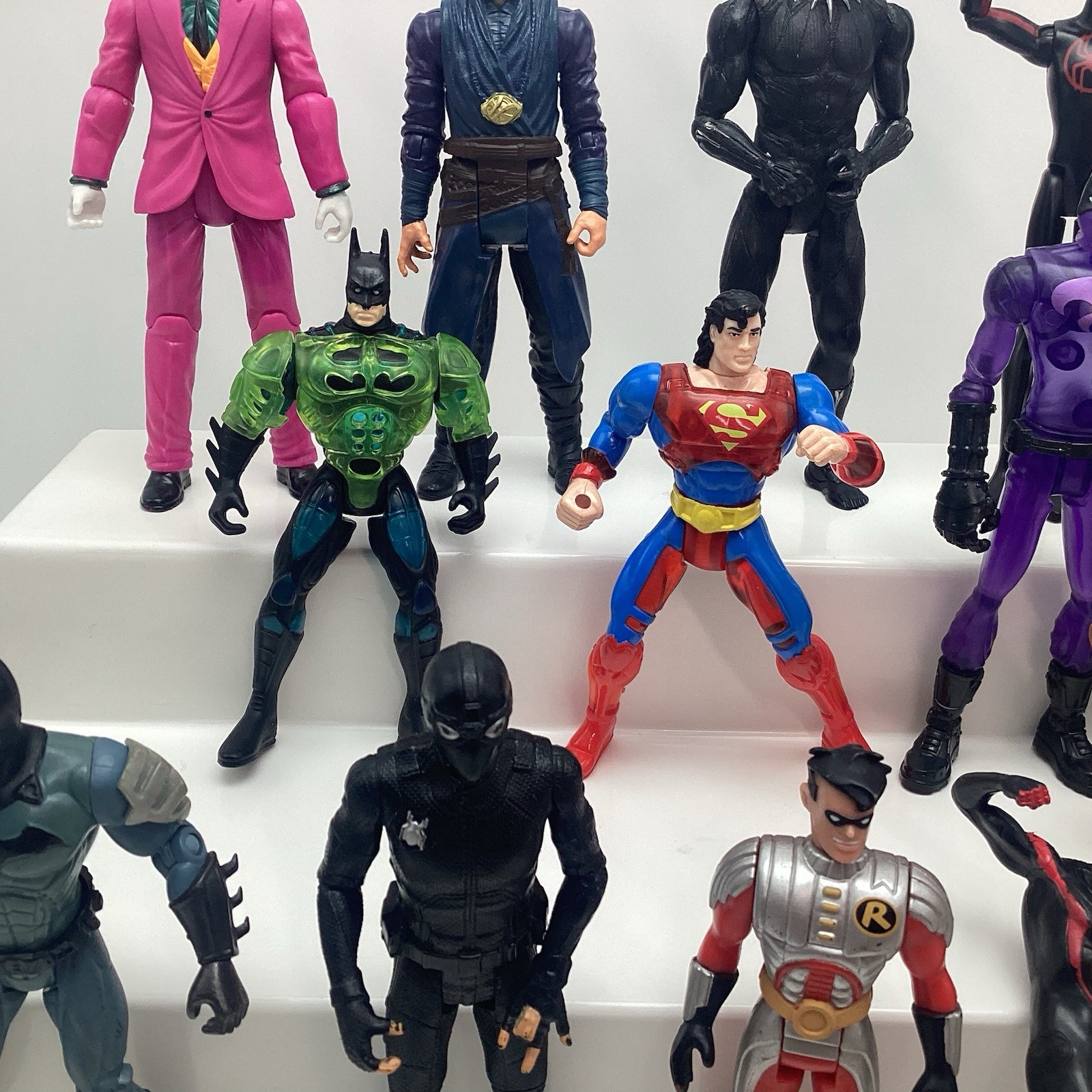 Marvel Super Heroes Figures Lot Kenner Robin Batman Spider-Man Dr Strange Sersi