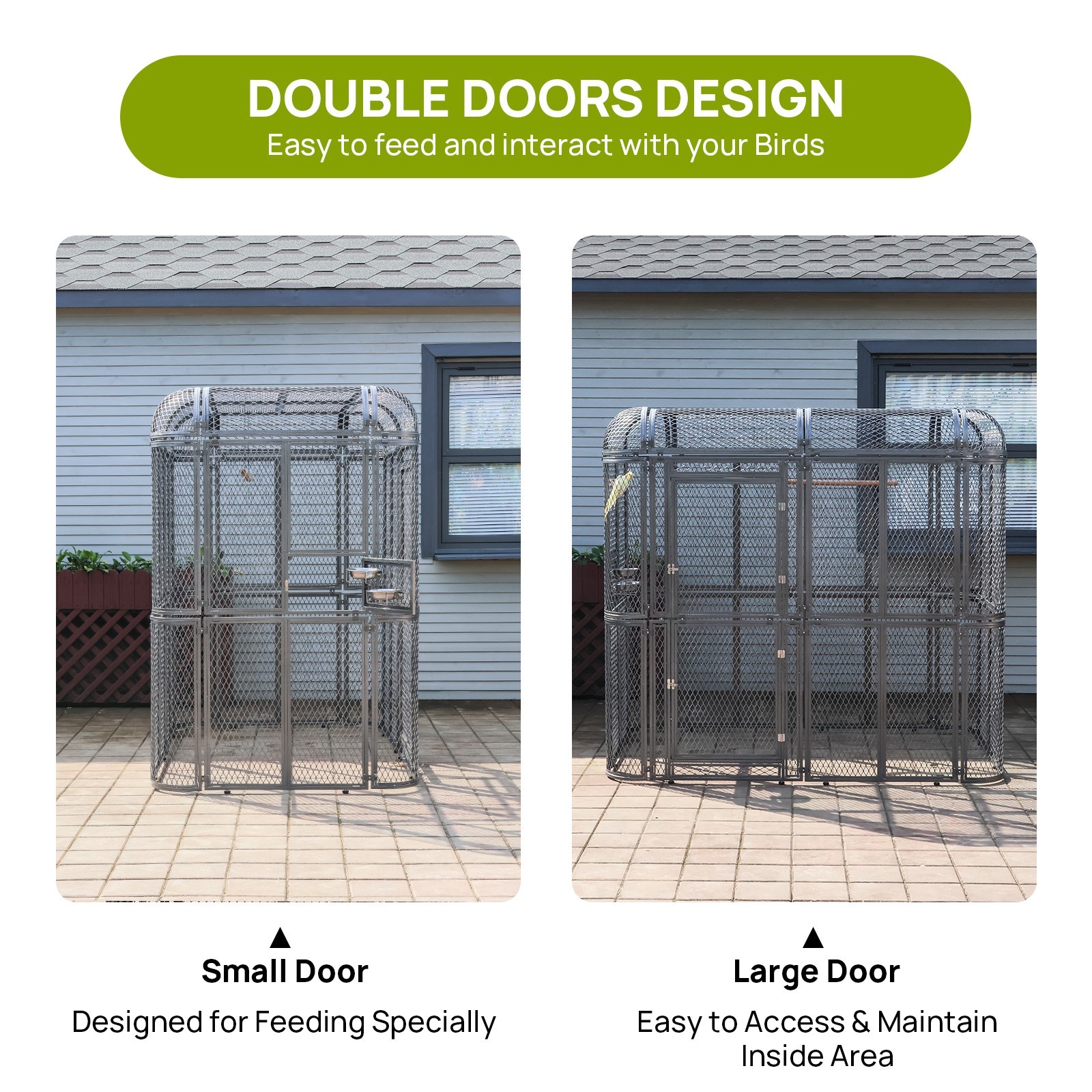 Large Walk-in Silver Flight Bird Cage Aviary Parrot Macaw Finch Metal Aviary