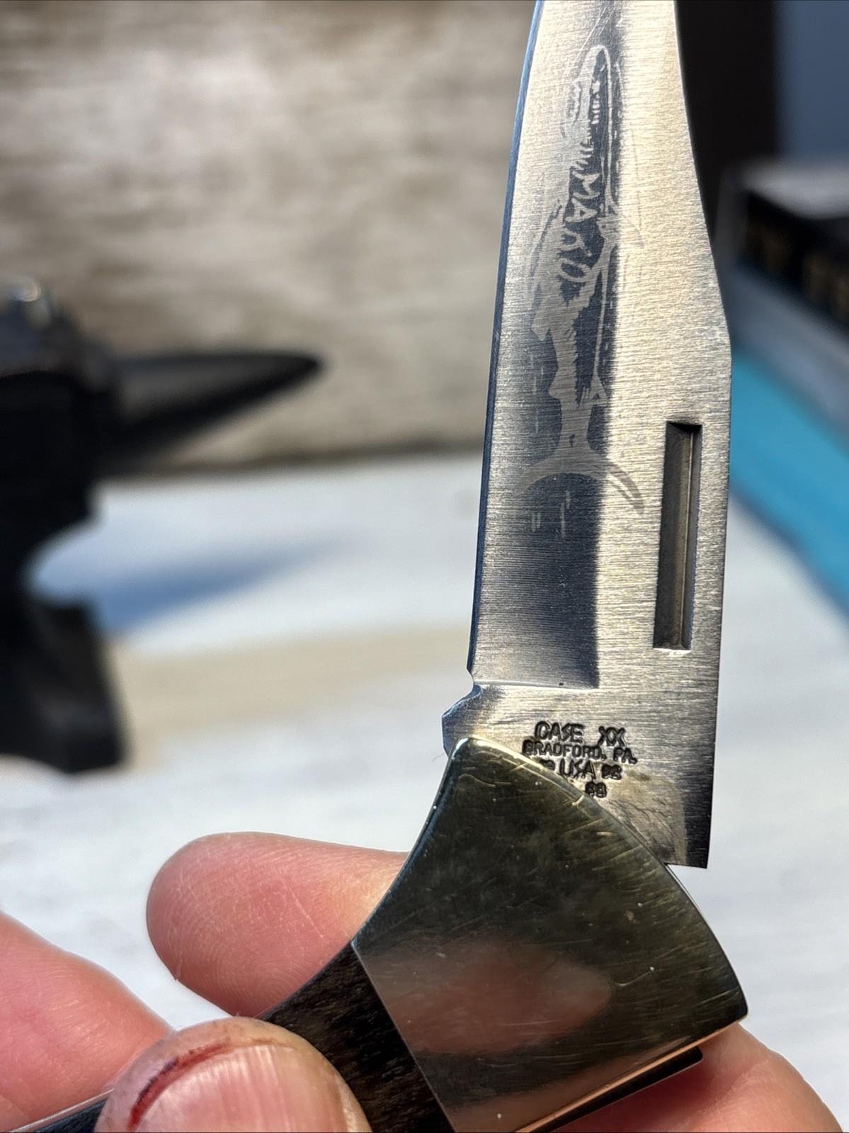 1992 Case XX USA 58L SS Mako Lockback Folding Hunting Knife w/ Leather Sheath