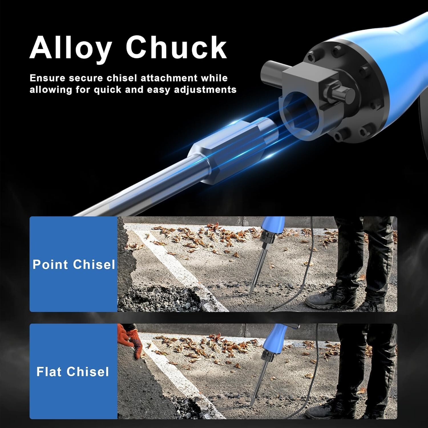 Demolition Jack Hammer Concrete Breaker 2200W Electric Hammer 2 Chisel Bit