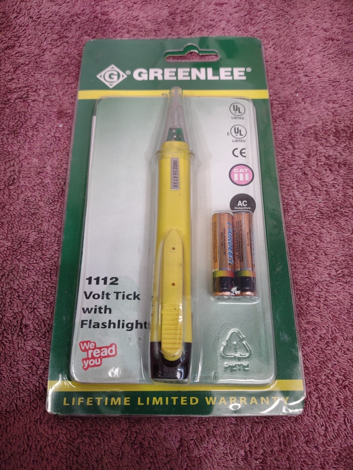 GreenLee #1112 No-Contact Voltage Detector w/ Flashlight Tick Tester