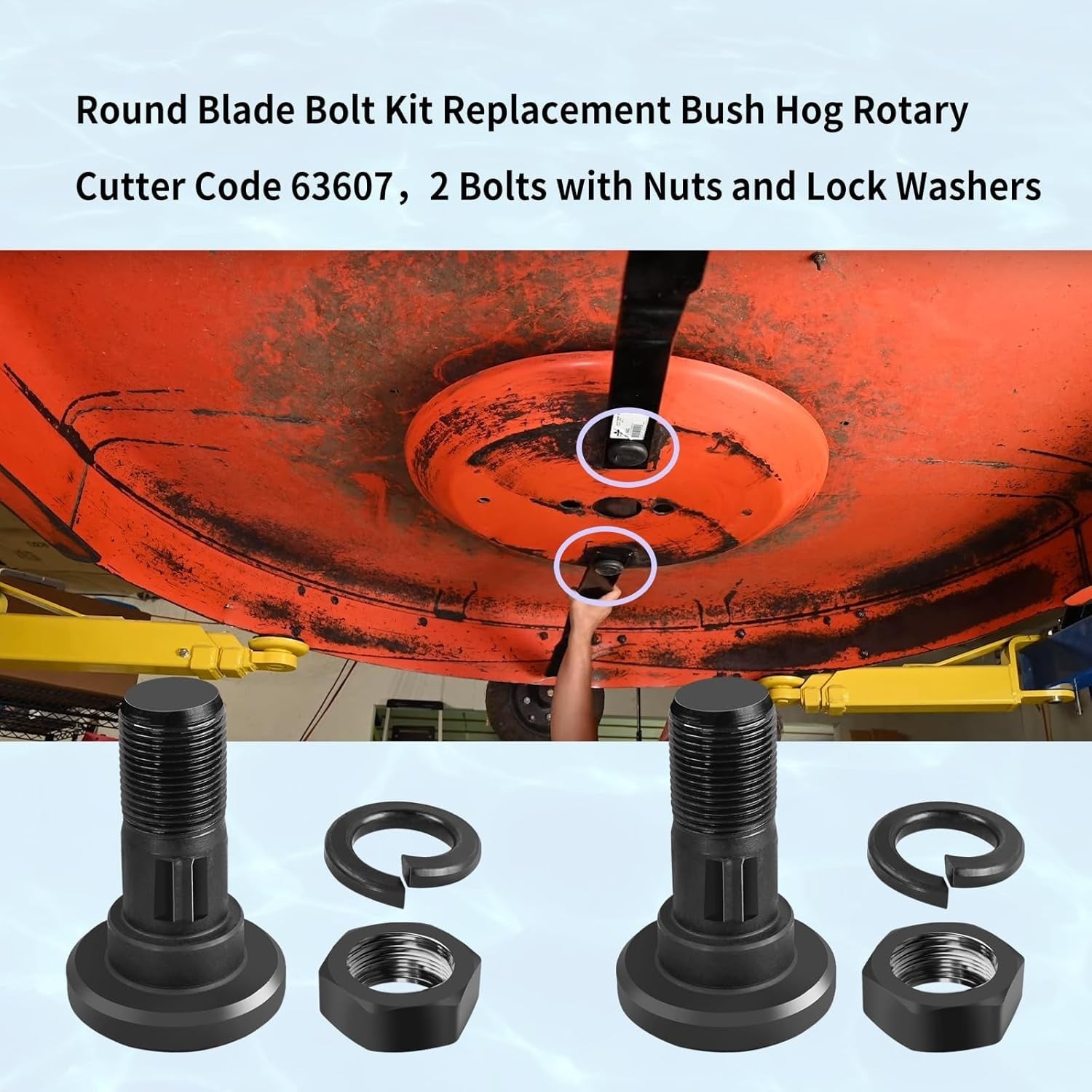 Round Blade Bolt Kit Replacement Bush Hog Rotary Cutter Code 63607，2 Bolts with