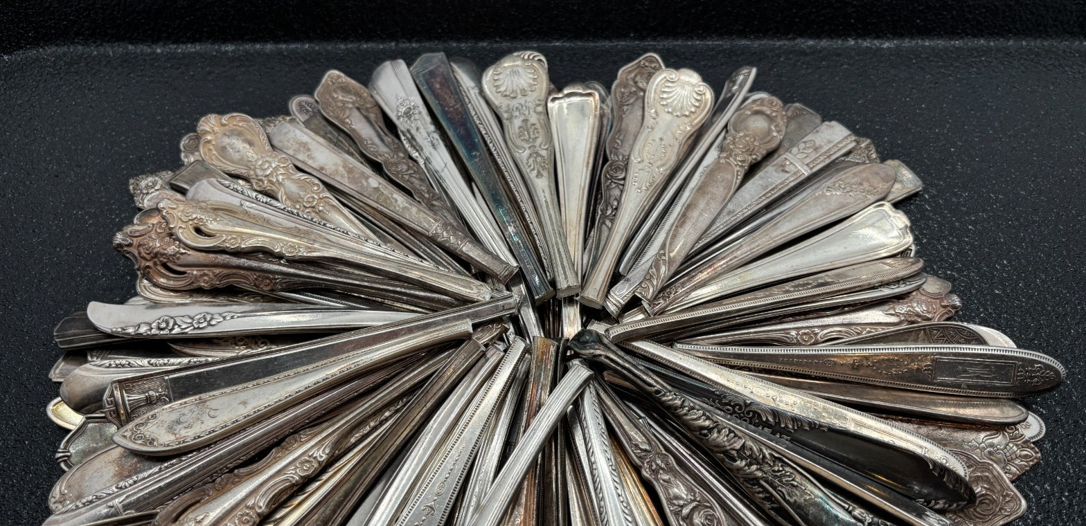 Lot of 145 Assorted Silverplate Flatware Forks Spoons Handles - Lot#14