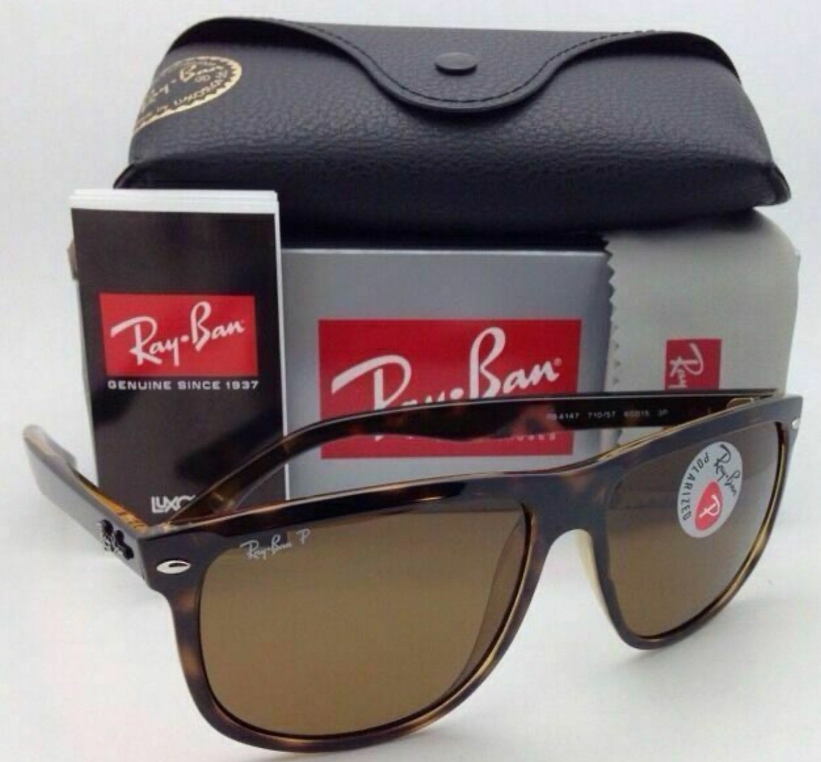 Ray-Ban Boyfriend Polished Light Havana Brown Polarized 60 mm Sunglasses RB4147