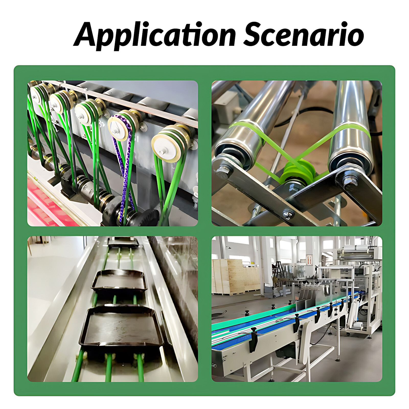 PU Green Solid Round Belt Polyurethane Close Loop Drive Belting Diameters 2-10mm