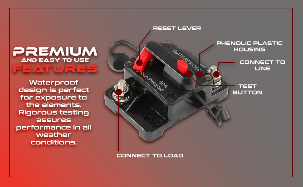 100 Amp Waterproof Circuit Breaker Auto/Marine/Solar 12-48V DC Manual Reset