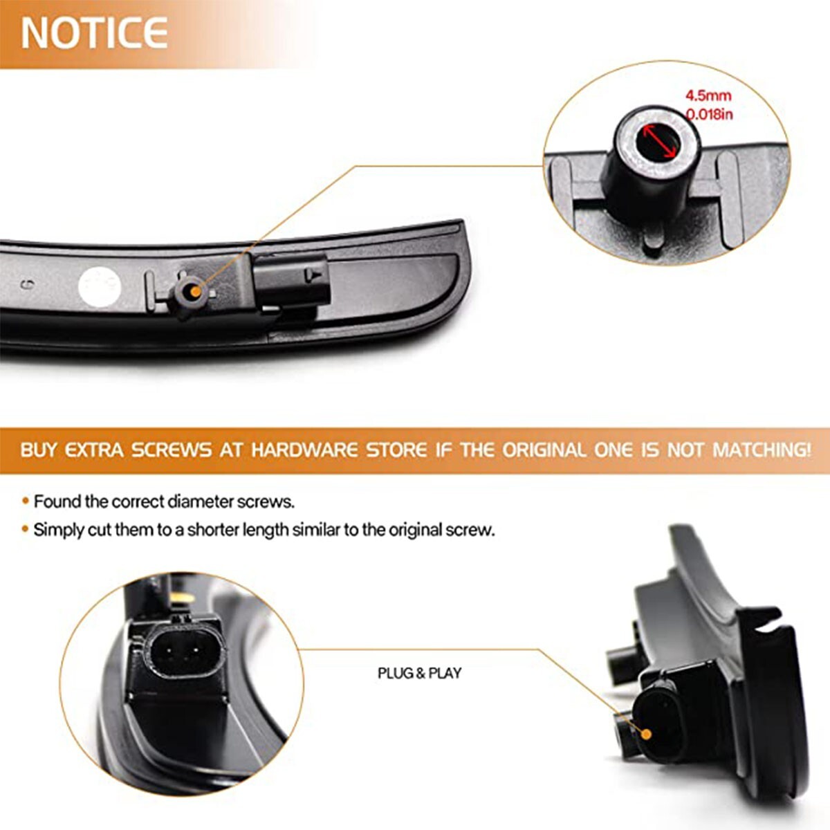 For 2015-2023 Dodge Charger White Front Rear LED Side Marker Light Smoked Lens