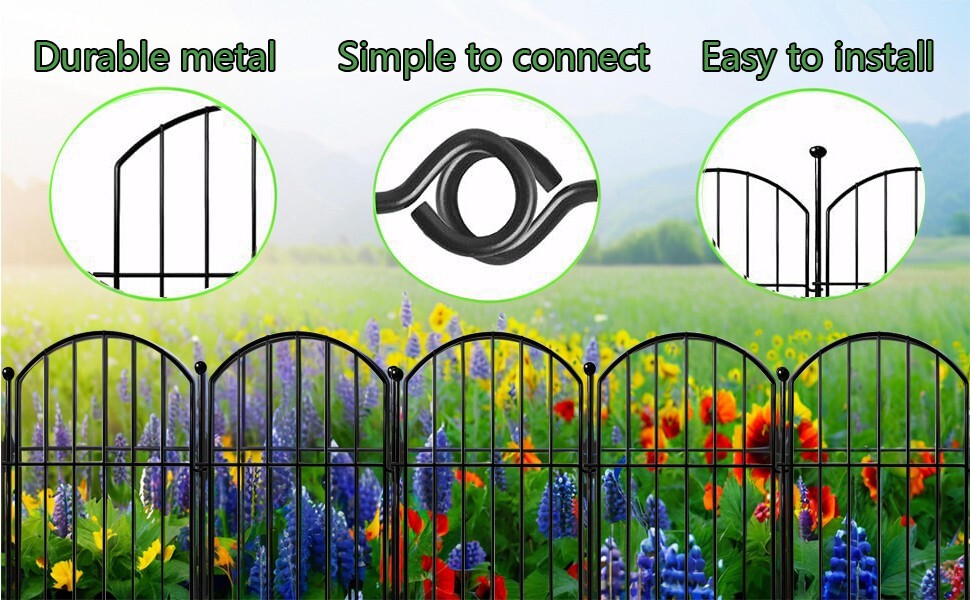 20 Pack Decorative Garden Fence 21in x21.6ft Rustproof Metal No Dig Fence Animal